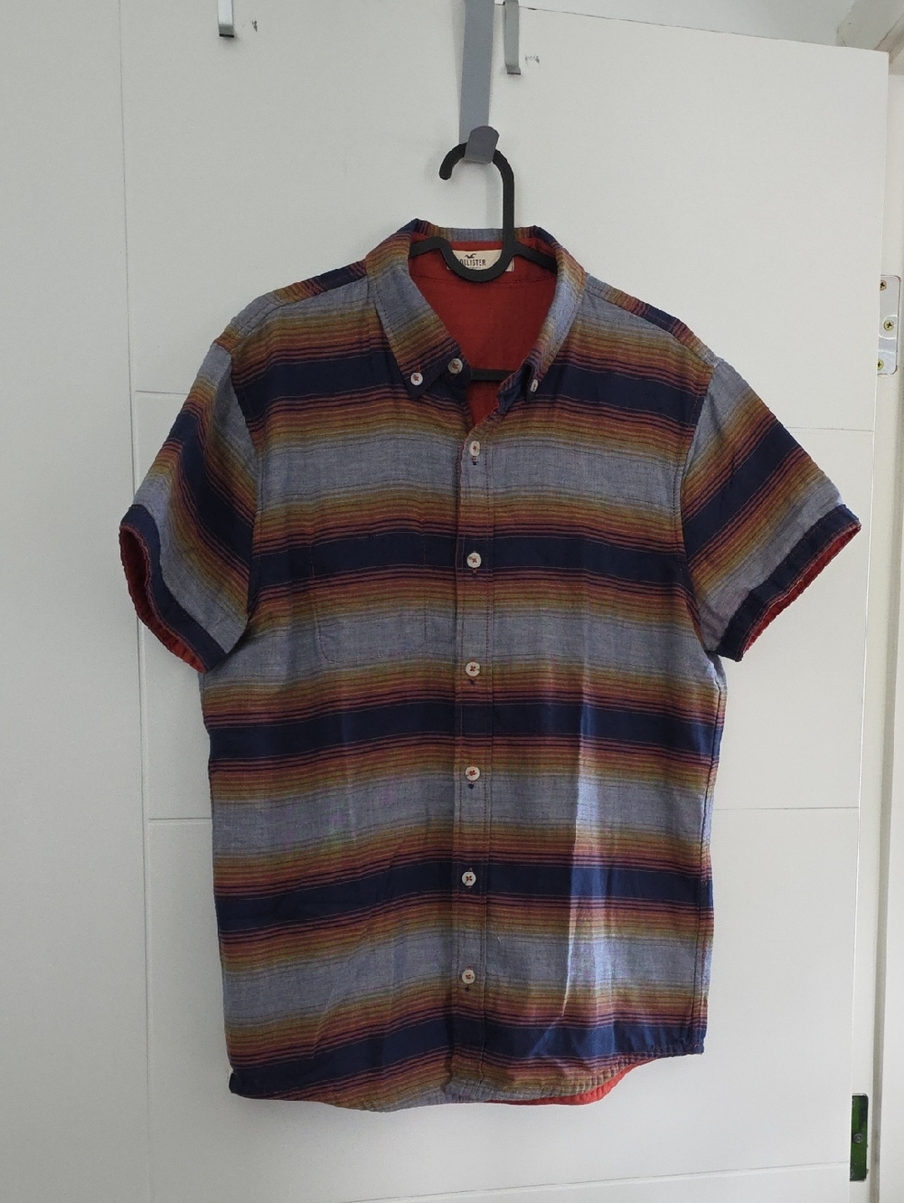 Hollister Double Sided Multicolor Striped Short-Sleeve Button-Down Shirt Size S